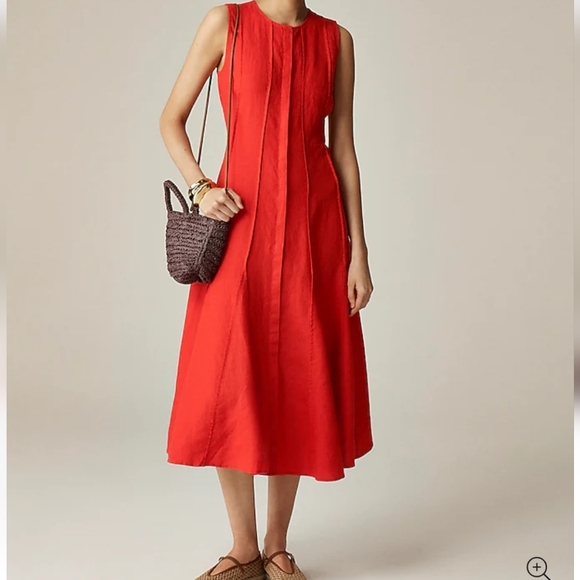 J. Crew Dresses & Skirts - J. Crew Seamed Linen Dress with Removeable Belt - Red Arroyo